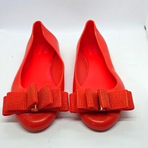 Melissa Red Bow Jelly Ballet Flats
